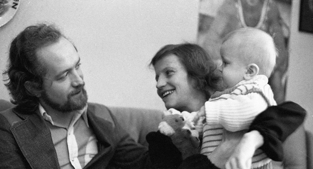 Ольга Корбут с мужем Леонидом Борткевичем и сыном